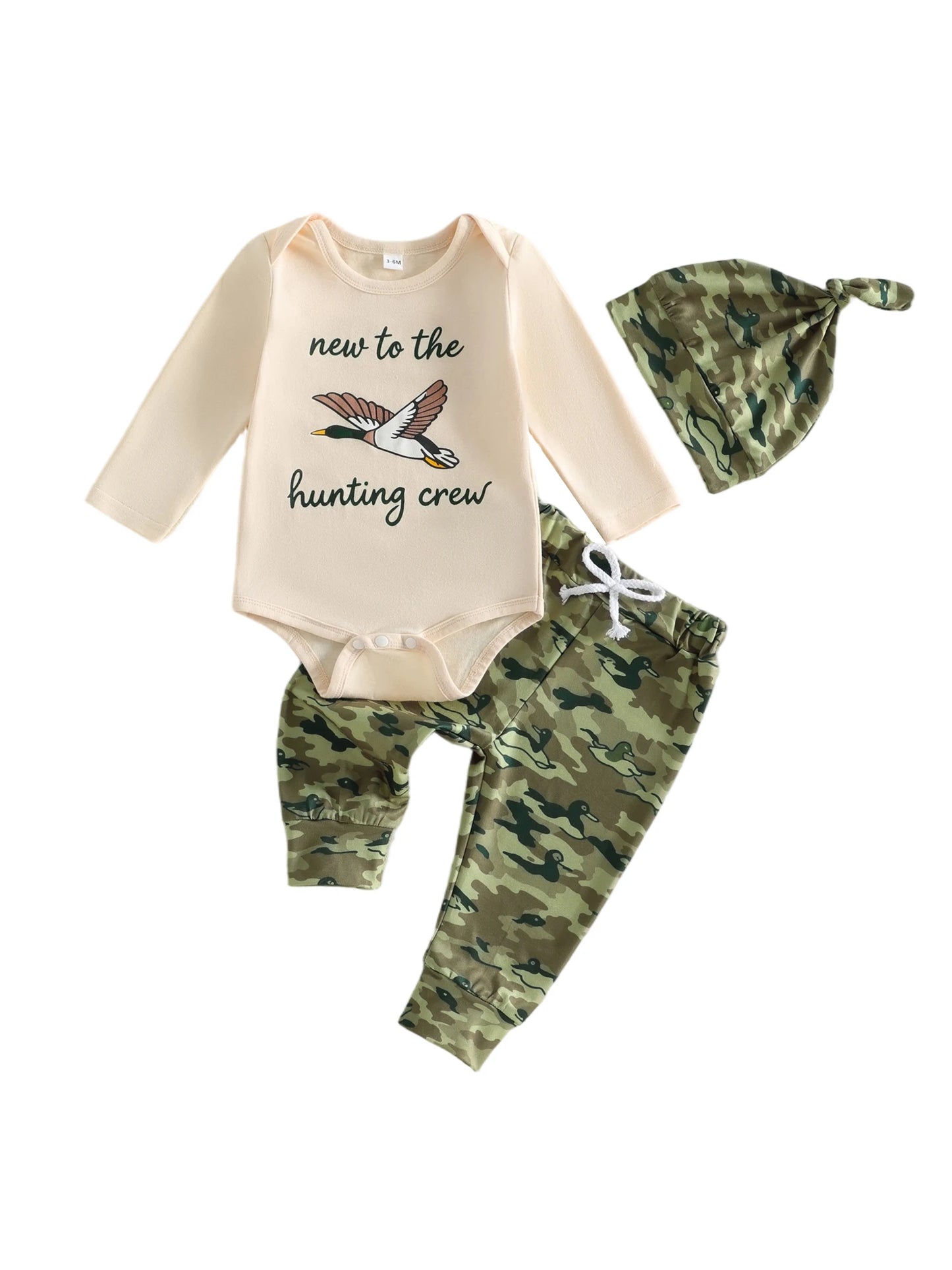 Outfits Long Sleeve Baby-Boys-3 Pcs Camo Print Baby Boys Hat Newborn Clothes Set Hat Set Newborn Lightweight Outfits Long Sleeve