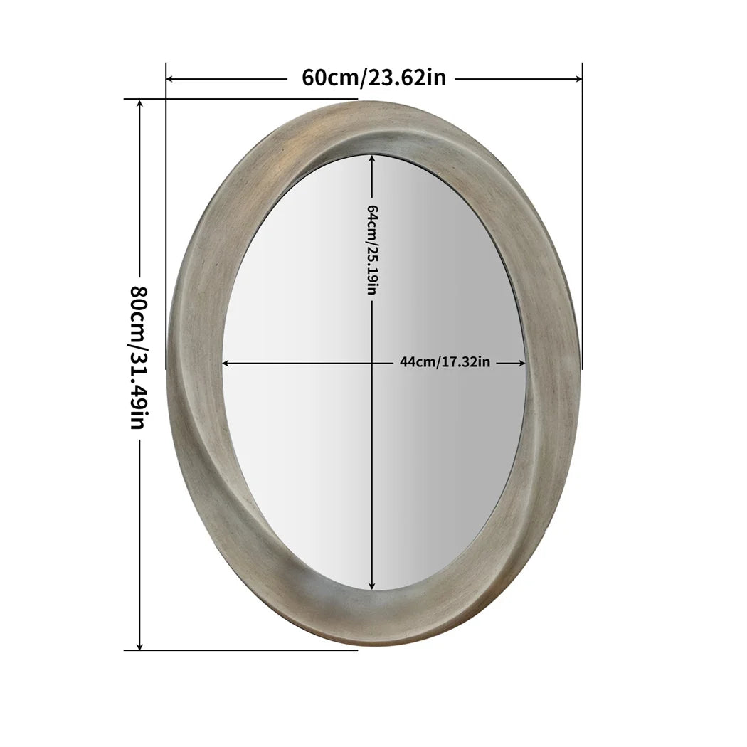 60 By 80 Cm Antique Baroque Gold Oval Wall Mirror With Beveled Frame