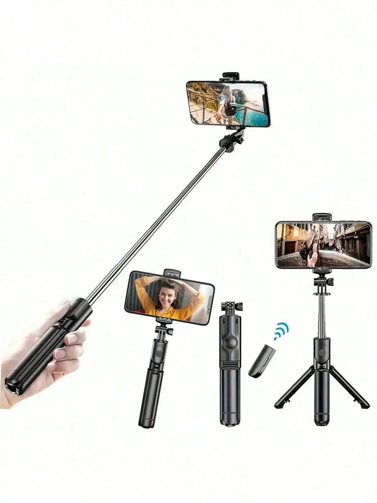1pc White Cute Selfie Stick - Wireless Remote Control And Built-In Tripod, Remote Control, Phone Holder And Built-In Tripod(1PC)