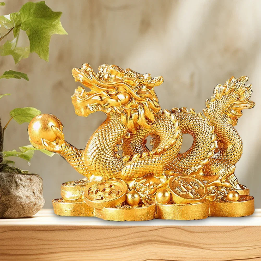 2024 Feng Shui Dragon Statue for Wealth and Good Luck Exceptional Dragon Statuette for Home and Office Decoration