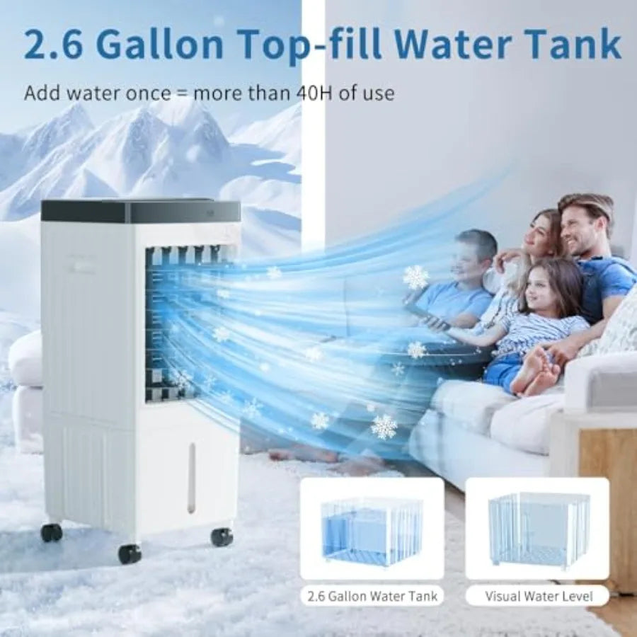 Air Cooler for home use, aluminum alloy body, white color, ultra-quiet operation and energy-efficient cooling