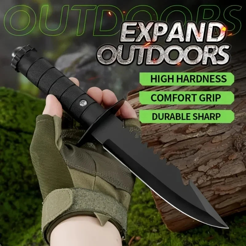 Jungle Outdoor Knife Wilderness Survival Straight Knife Rescue With High Hardness Strapped Thickened Multi-functional Knife