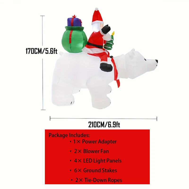 Huge Christmas Inflatables Santa Clause Riding Bear with Shaking Head 6.56ft Outdoor Decorations Inflatable Toy Mold Blow up Garden Yard Yard Decor with LED Lights for Xmas Holiday Christmas Eve Party Indoor White Winter