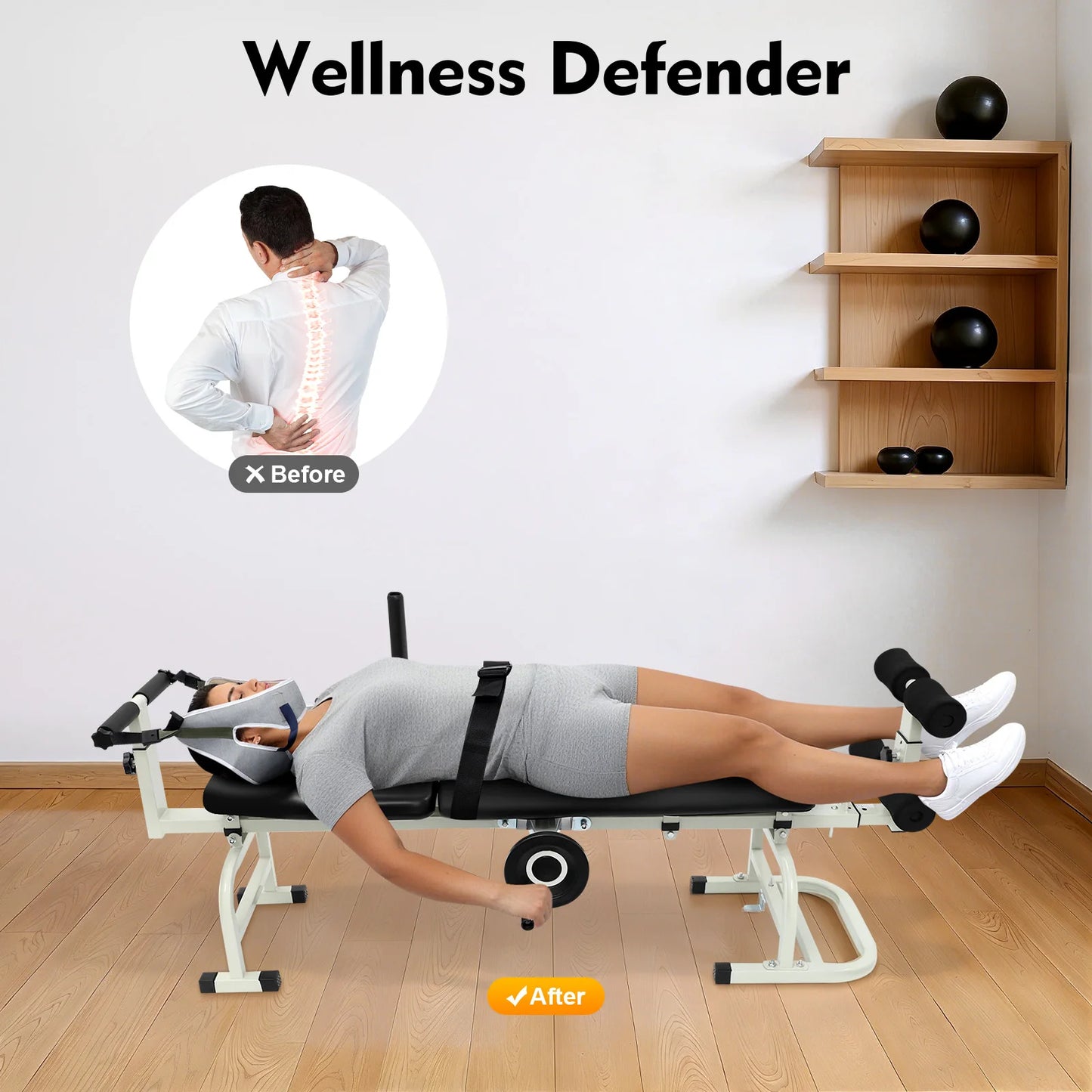 Back Stretch Bench Multifunctional Neck Stretcher Decompression Bench Lumbar Traction Bed Home Workout Stretcher