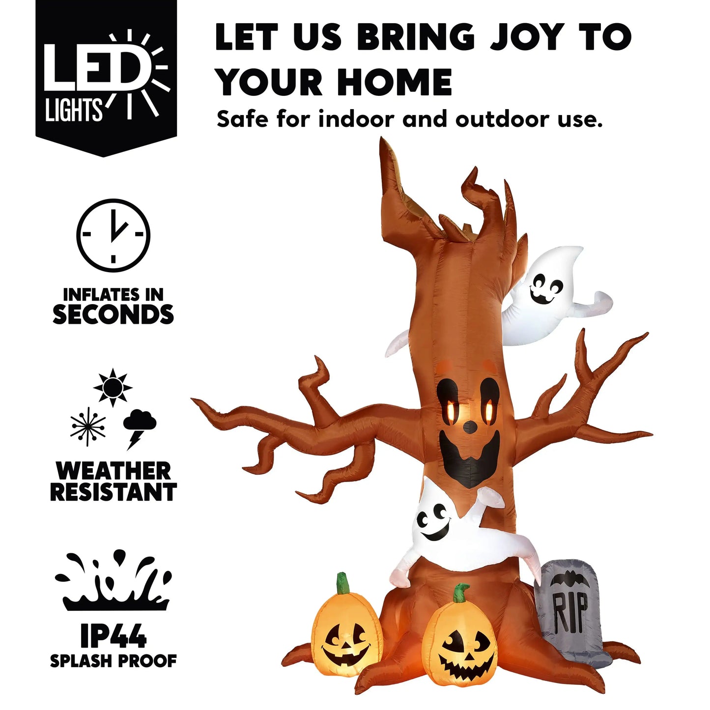 8 FT Tall Scary Tree  Halloween Inflatable Halloween Tree with Ghost and Build-in LEDs Blow up Yard Halloween Inflatables