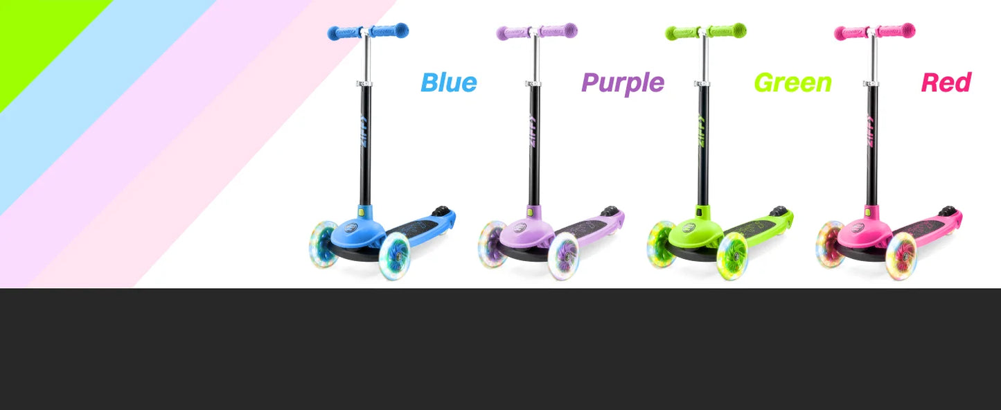 Joyfy Kids Multicolor 3 Wheel Scooter Toddler Kick Scooters with LED Light-Up Wheels for Boys and Girls Gift 5 Adjustable Height