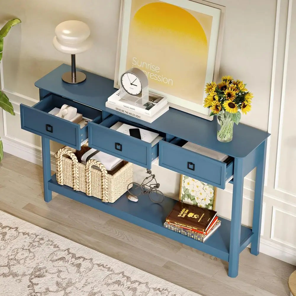 53.1 Inch Console Table with 3 Drawers, Narrow Entryway Sofa Table