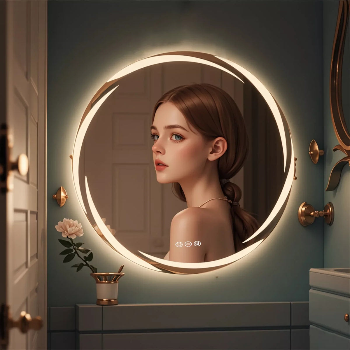 LUVODI 80CM LED Backlit Bathroom Mirror with Defogger and Touch Sensor