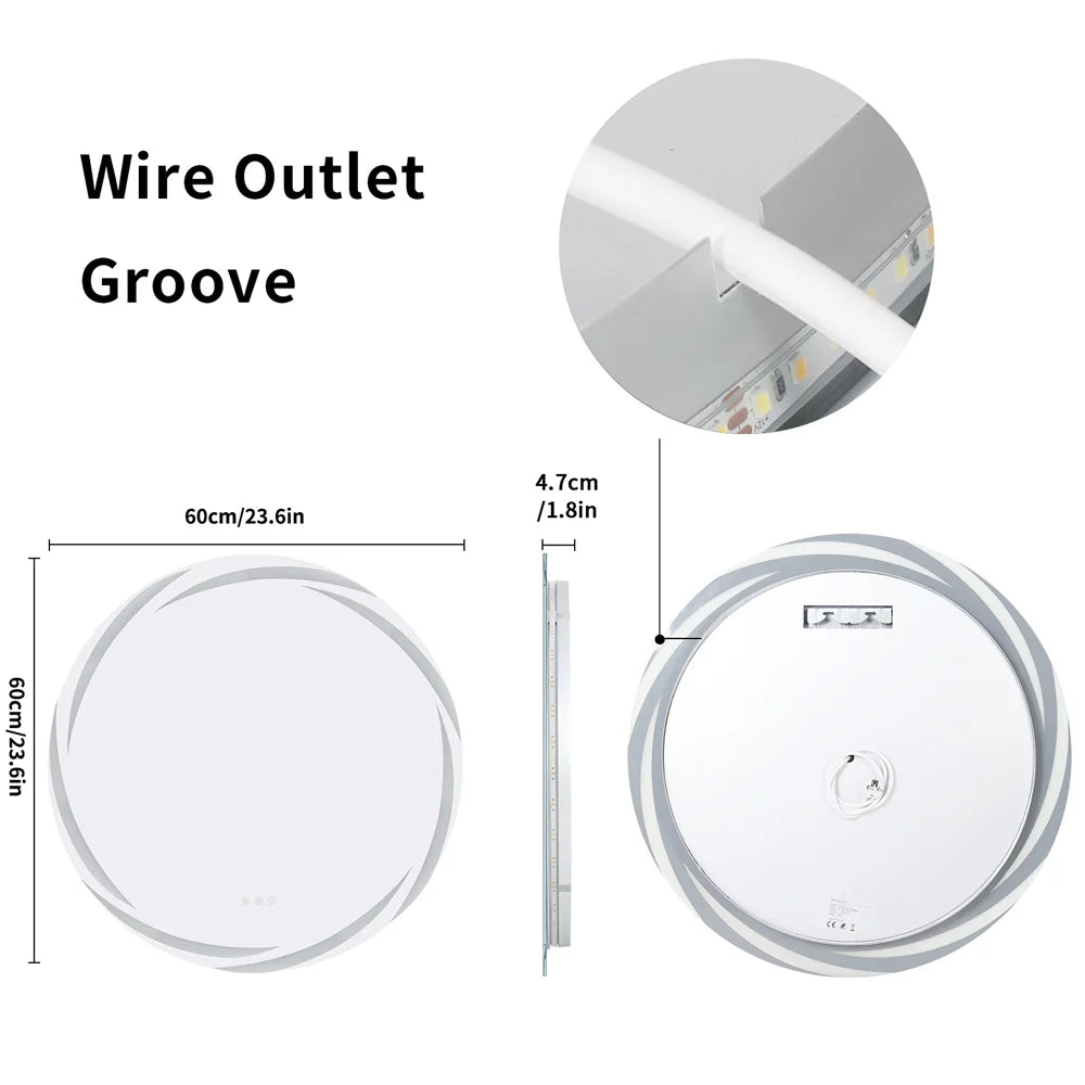 LUVODI 80CM LED Backlit Bathroom Mirror with Defogger and Touch Sensor