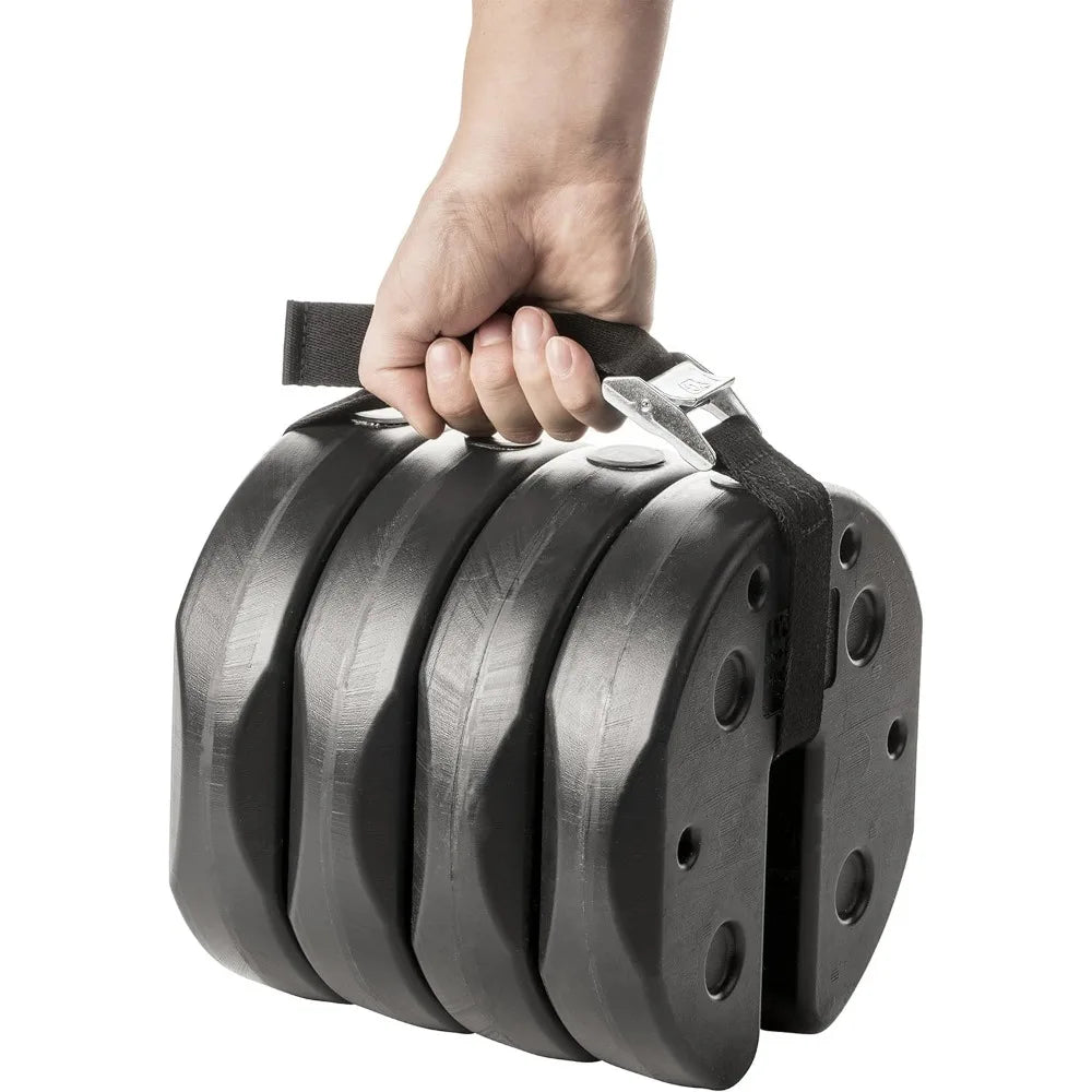 40lb 4-Pc Canopy Weights w/ Strap, Pinch-Free Setup for Tents, Canopies, Umbrellas
