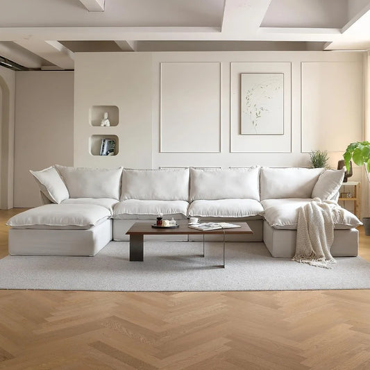 U-Shaped Couches for Living Room, Convertible Sectional Sofa, 162" Modern Deep Seat Soft Cloud Couch, Modular Sectional Sofas wi