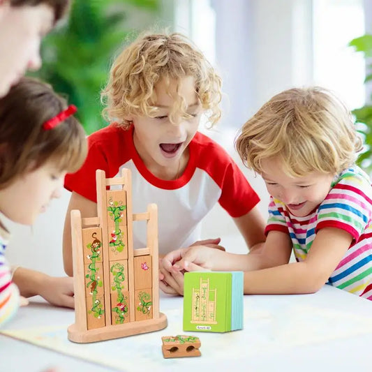 Building Blocks Puzzles Toy Colorful Jigsaw Puzzles Set With Cards Wooden Kids Travel Games Preschool Educational Activity For