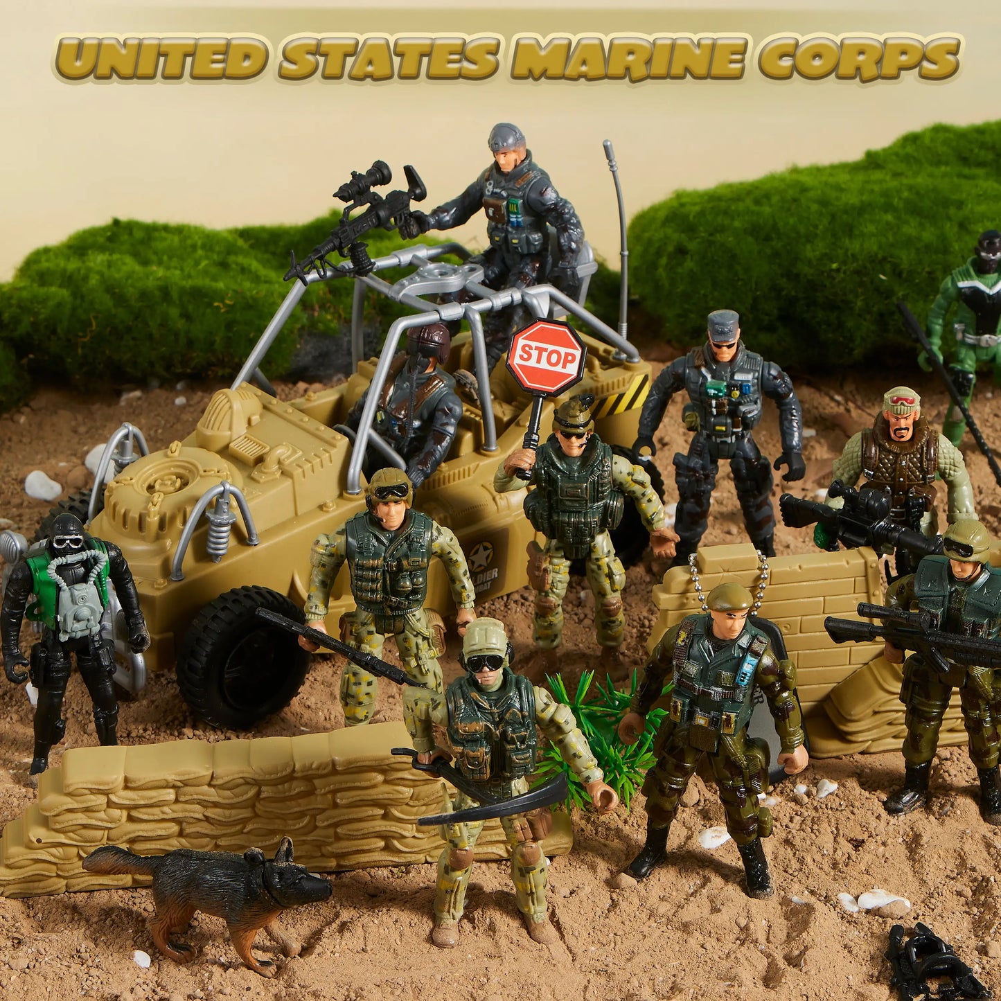Joyfy 16 Pcs Military Toy Soldiers Playset Army Men and SWAT Team with Military Weapons Accessories for Boys Birthday Gift