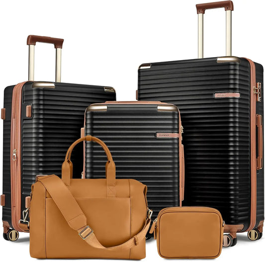 Joyway Luggage Sets, Expandable Hard Shell Suitcase Set,TSA Lock, Spinner Wheels, Leather Travel Tote Bag and Small Cosmetic Bag