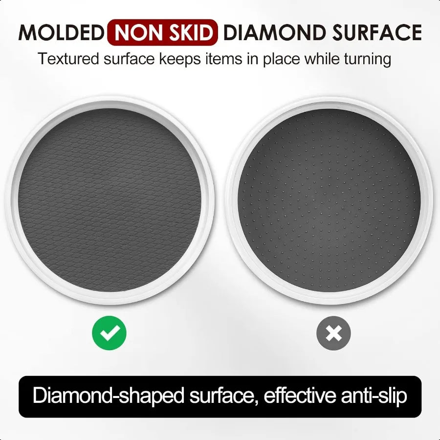12Inch NonSkid Turntable  Organizer [4 Pack] Spinning Rack for Cabinet Table Top Pantry Organization Storage Kitchen Fridge Van