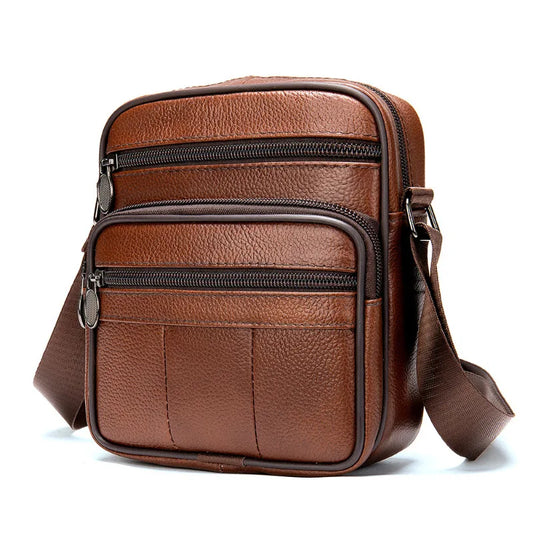 2025 New Genuine Leather Men's Bag – Premium Cowhide Trendy Crossbody Bag, Small Shoulder Sling Backpack for Men