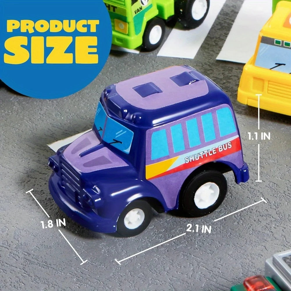 25 Pieces Pull Back Cars and Trucks Toy Vehicles Set for Toddlers Kids Play Set Die-Cast Car Party Favors School Gifts