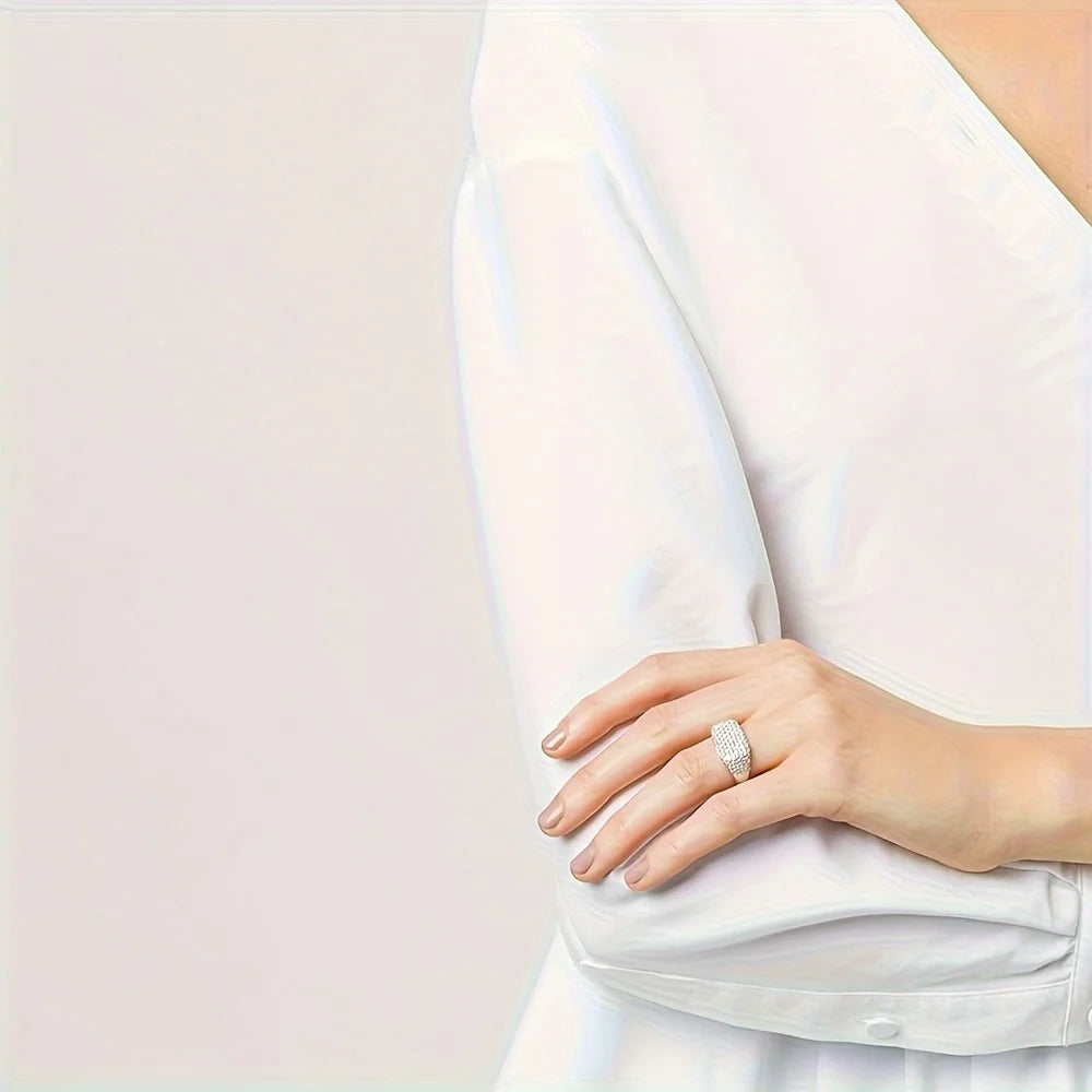 1pc S925 Silver with 3.7 Carat Moissanite Men's and Women's Eternity Band Ring, Hip Hop Ring, Moissanite Gemstone Jewelry | Gift