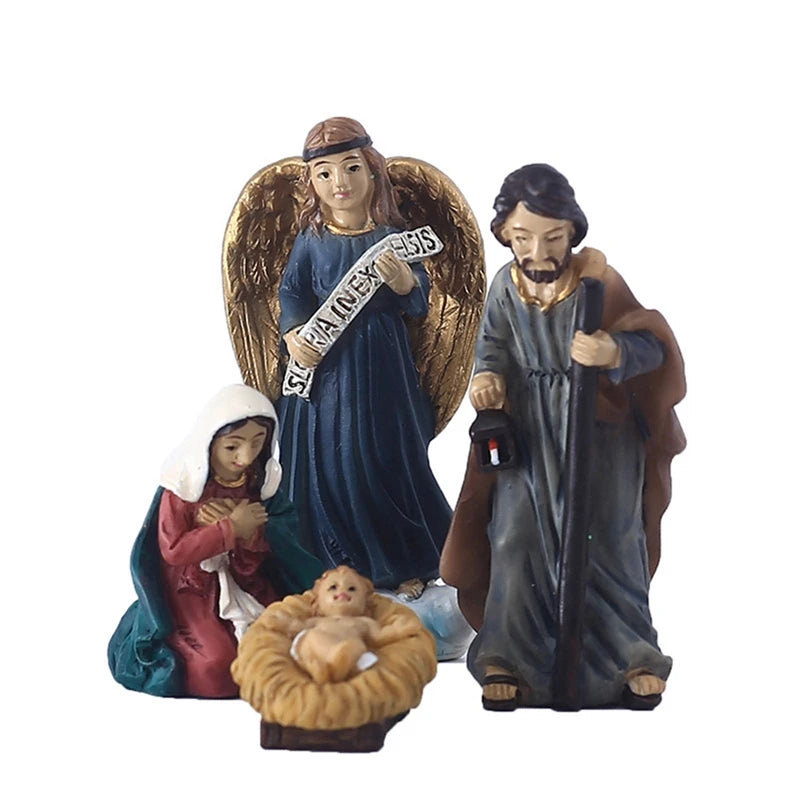 11Pcs/Set Statue Nativity Scene Ornament Baby Jesus Manger Christmas Crib Figurines Miniature Ornament Home Decoration Xmas Gift