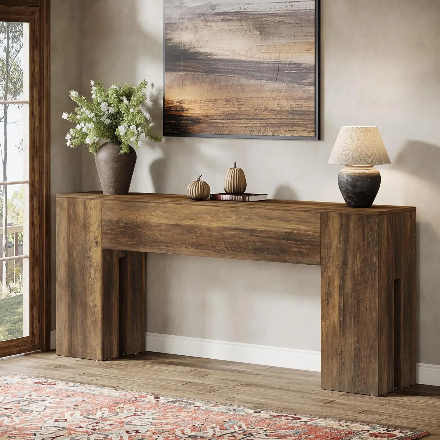 LITTLE TREE 71-Inch Long Console Table for Entryway, Farmhouse Sofa Console Behind Couch,for Hallway, Foyer, Living Room