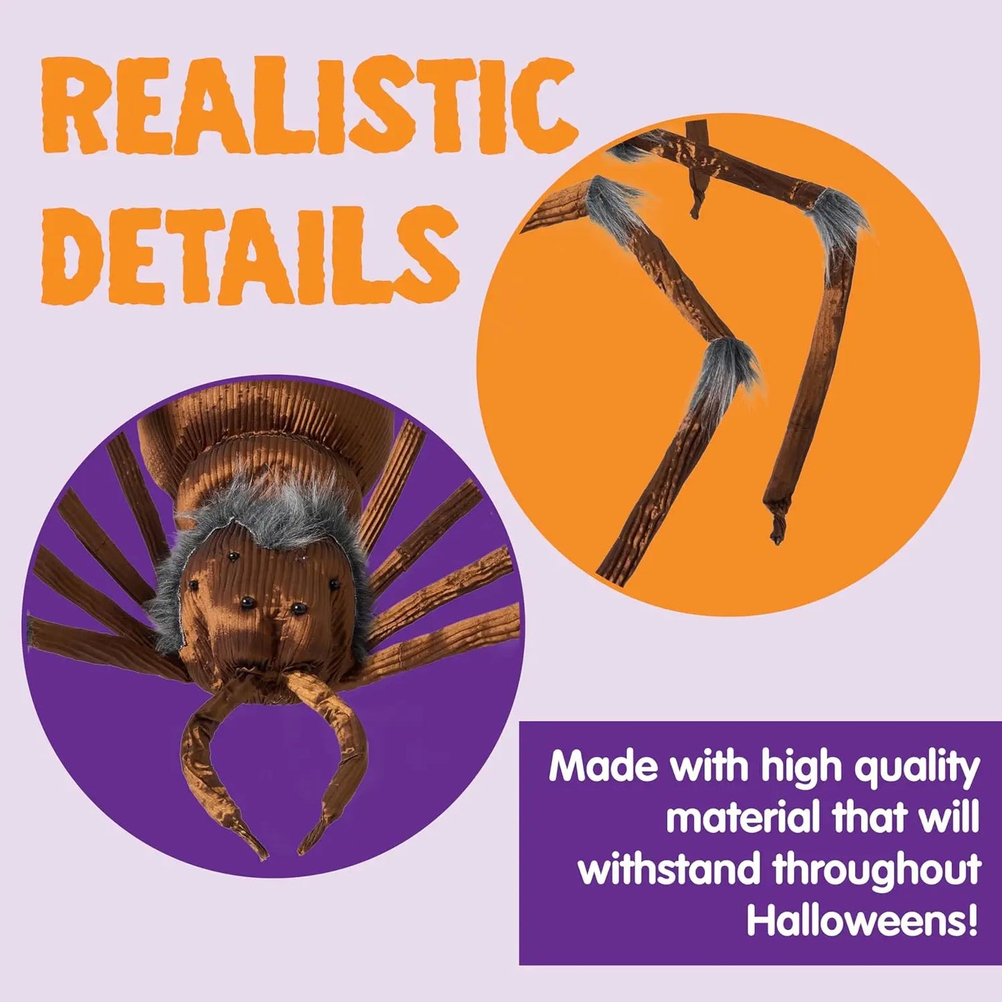 45” Scary Large Spider Halloween Outdoor Decorations Brown Giant Spider Halloween Decor Outside, Indoor Party Supplies, Yard Lawn Garden Haunted House Prop