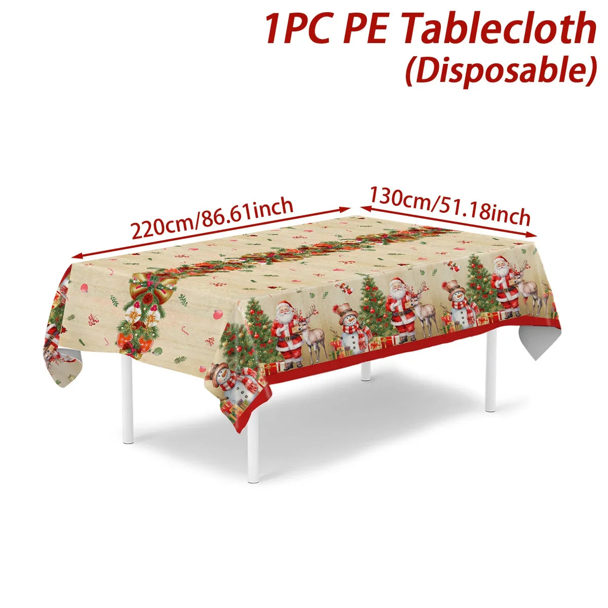 2025/2026 Christmas Snowflake Plastic Tablecloth - Merry Xmas Home Decor for Navidad, Natal & New Year Table Ornament