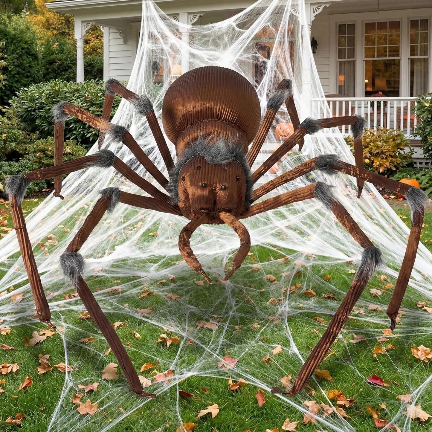 45” Scary Large Spider Halloween Outdoor Decorations Brown Giant Spider Halloween Decor Outside, Indoor Party Supplies, Yard Lawn Garden Haunted House Prop