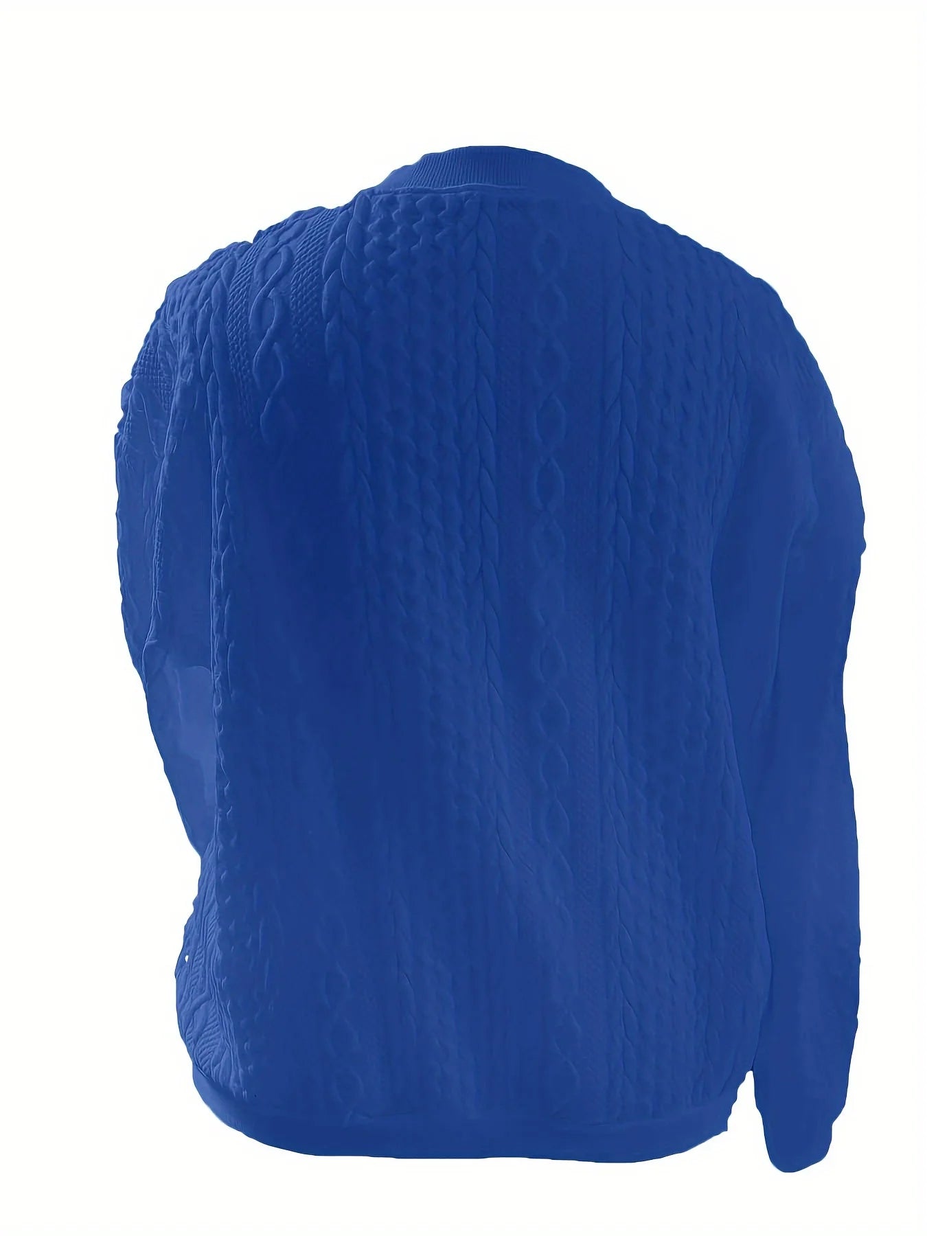 Plus size women's cable knit V-neck zip-up short jacket loose zip long sleeve pocket slimming daily commute cardigan top