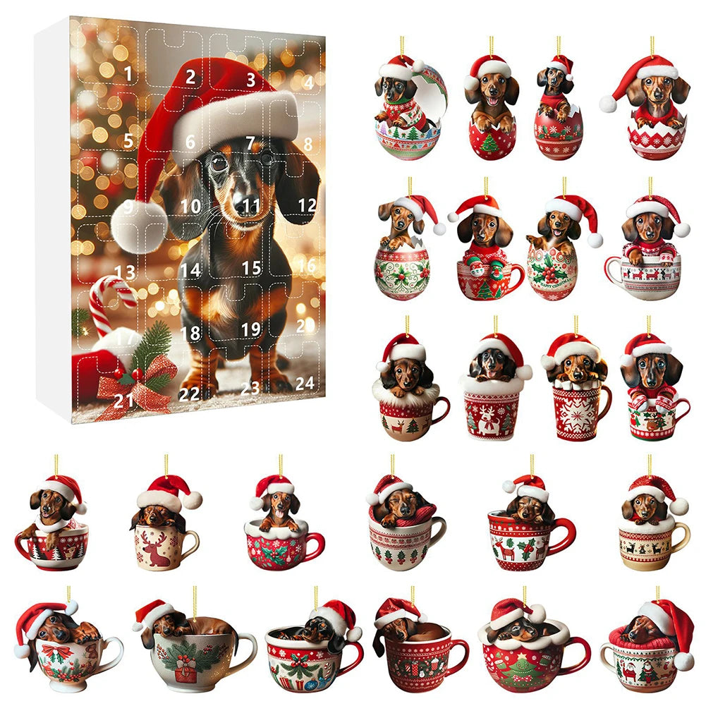 2025 Countdown Advent Calendar Dachshunds Kit 24 Days Dachshunds Advent Calendars Soccer Party Birthday Christmas Supplies Box f