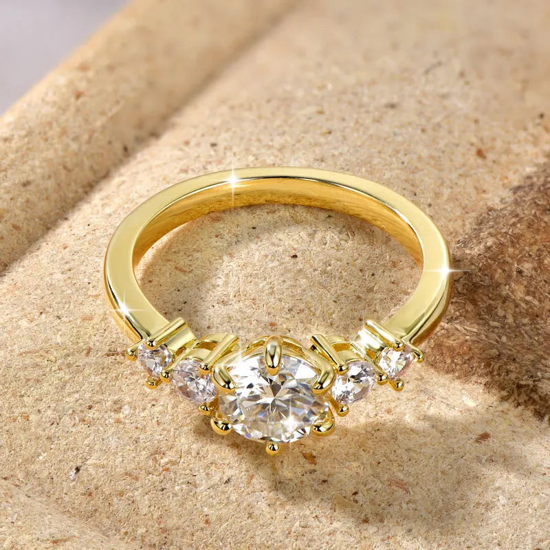 Oxtao 1 Carat Moissanite Engagement Ring 14K Gold Filled for Women