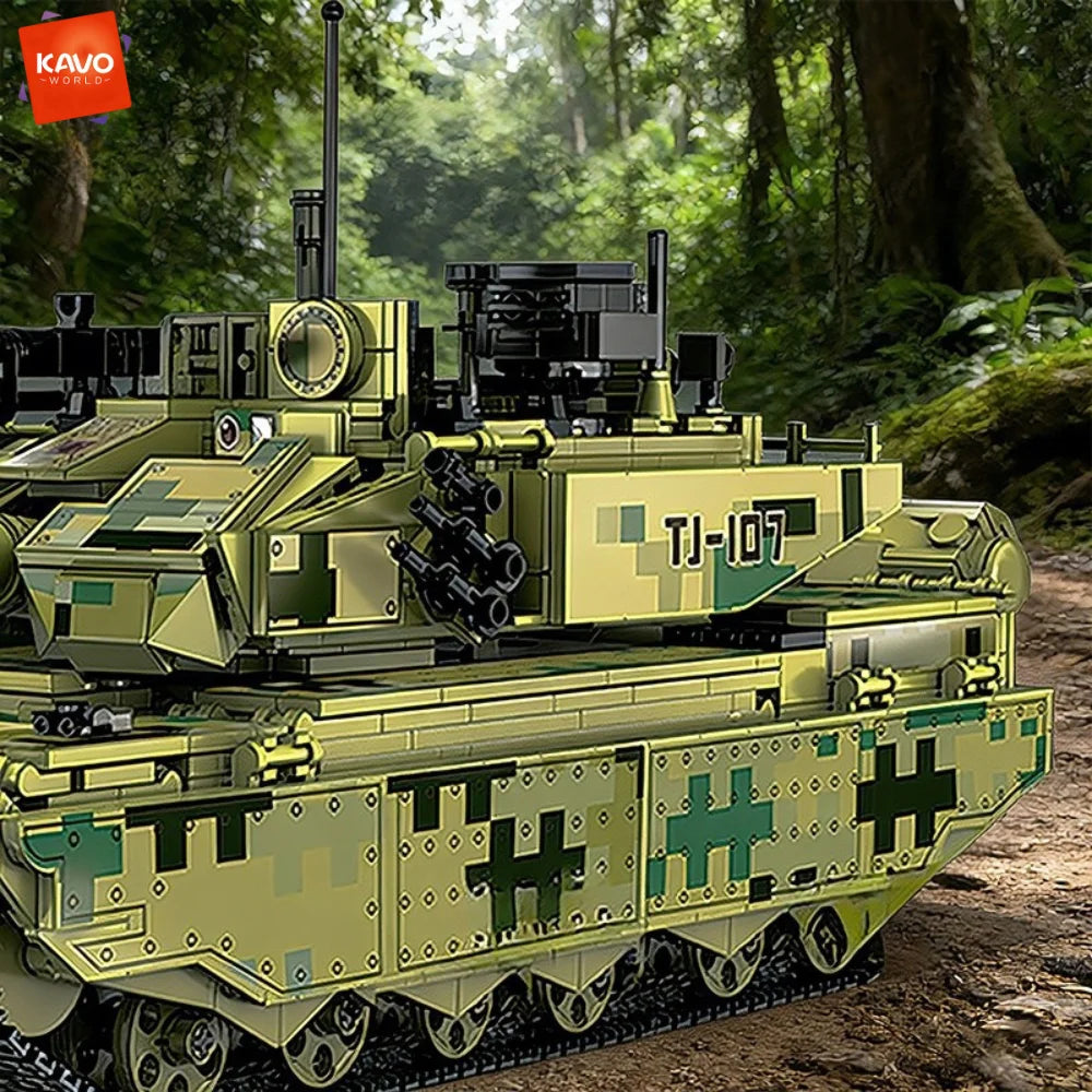 KAVOWORLD 2042pcs Simulated Main Battle Tank Building Block Military Army Car Truck Bricks Toy City Construction Bricks Kidd Gif