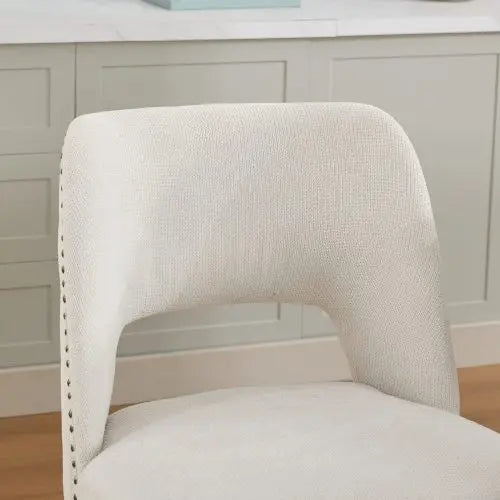 Wooden Dining Chairs Set of 2, Modern Fabric Upholstered Dining Room Chair Kitchen Chairs, Farmhouse Dinner Chair ,Beige
