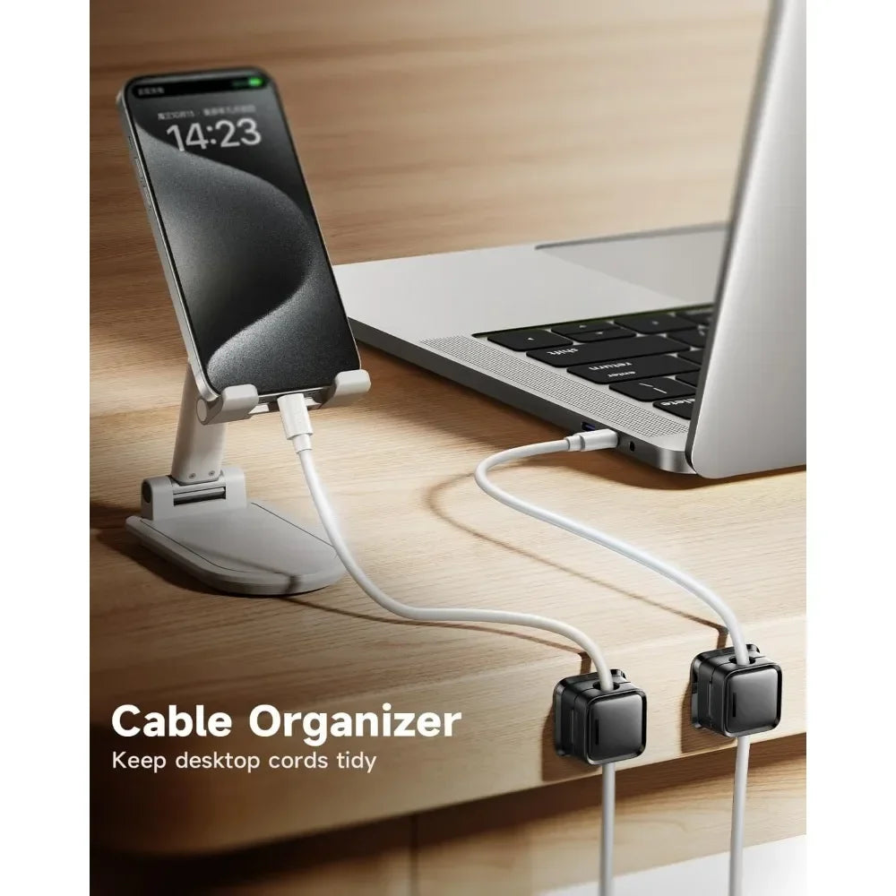 8-pack magnetic desk cable clamp management, strong adhesive wire charger holder for the nightstand