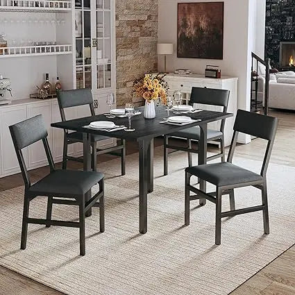 4-person Dining Table Set, Expandable Kitchen Dining Table Cushion Chair Set