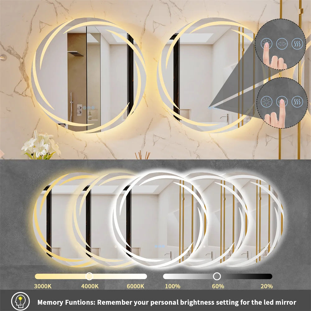 LUVODI 80CM LED Backlit Bathroom Mirror with Defogger and Touch Sensor