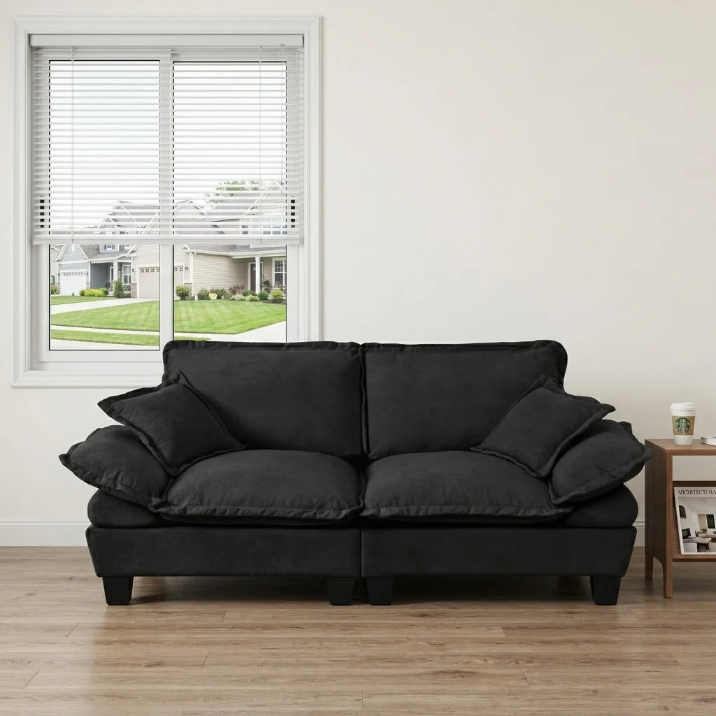 76.5 Inch Plush Fabric Loveseat Sofa Modern Deep Seat 2 Seater Couch