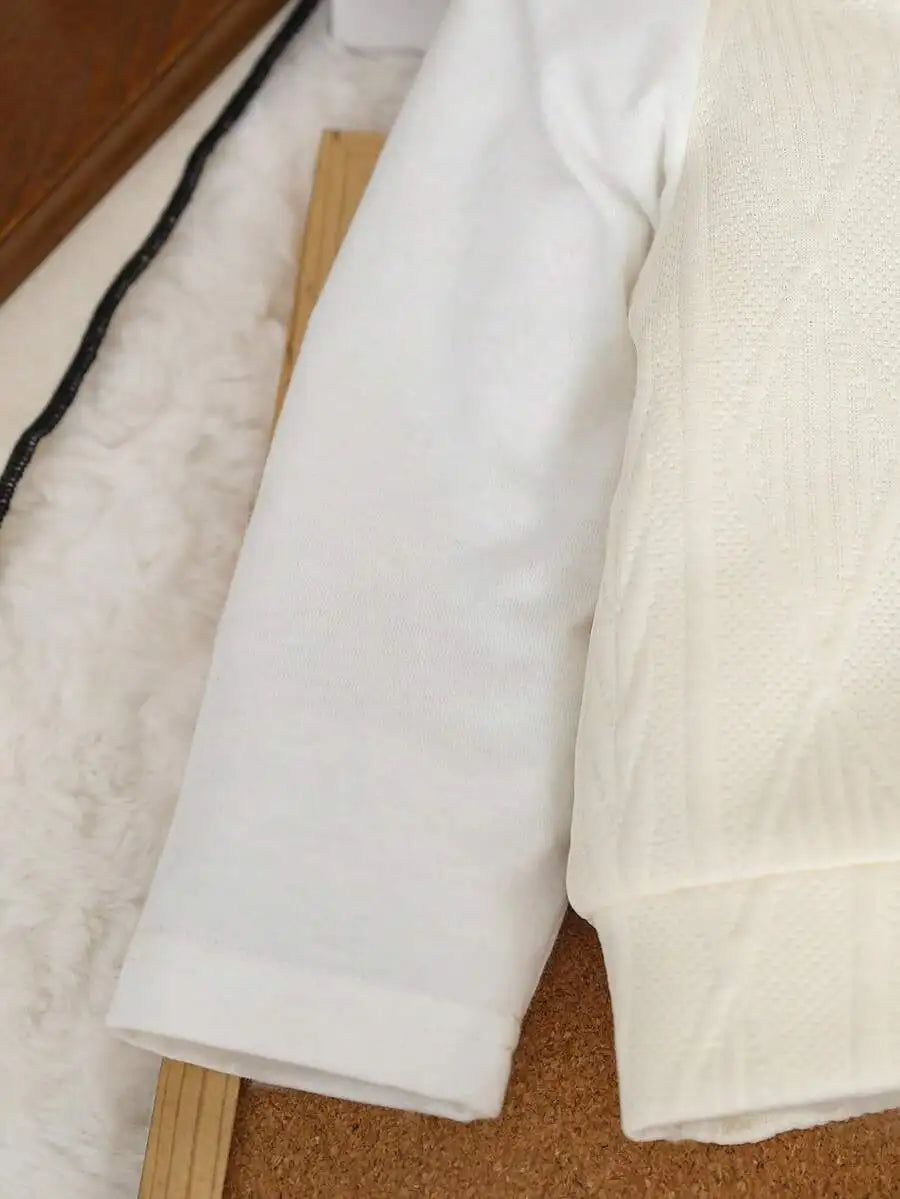 2-Piece Baby Boy Formal Outfit: Knit V-Neck Sweater with Bow Tie + Elastic Waist Pants