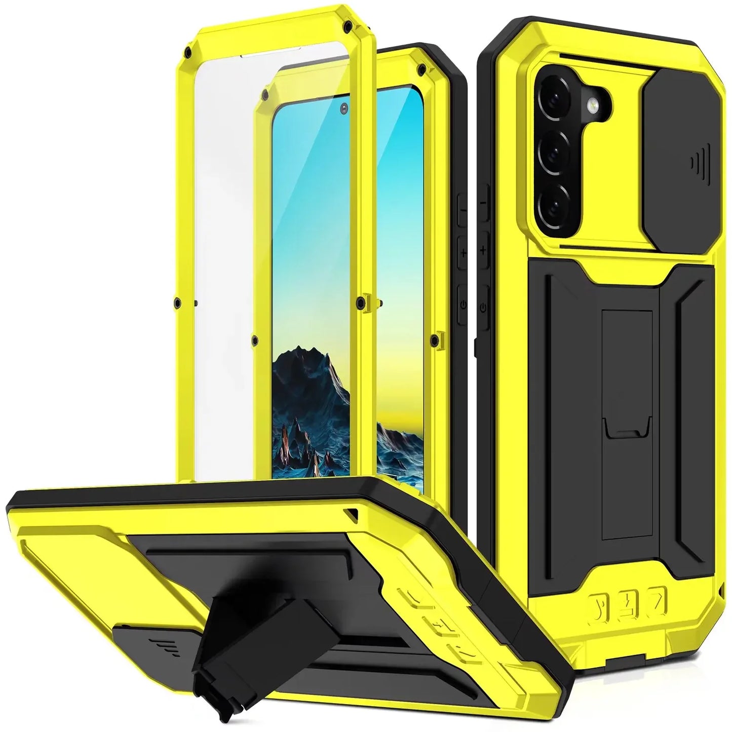 Military Grade Full-Body Rugged for Samsung Galaxy S24 S23 S22 Ultra Plus Case Built-in Kickstand Slide Camera Protective Cover