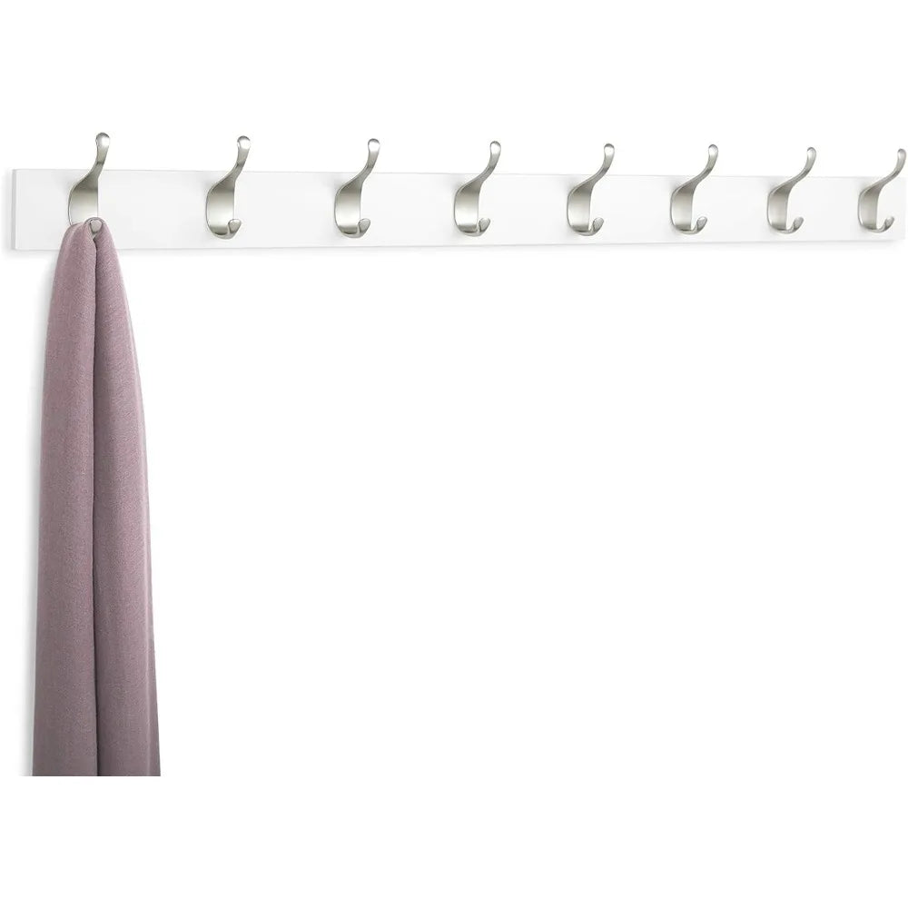 Wall Mounted Modern Coat Rack for Entryway and Bedroom with Storage Hooks 8 Hook White