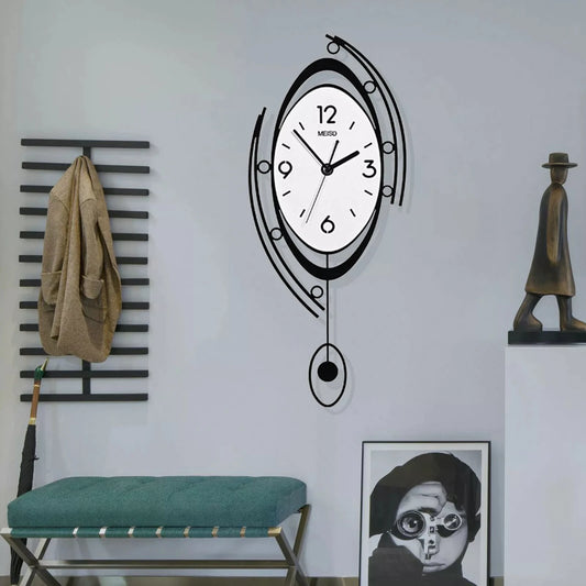 Large Nordic Round Clock: 3D Creative Design for Modern Living Room Decor