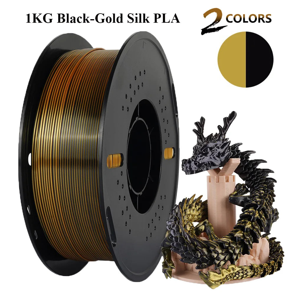 Multicolor Filament Bicolor Silk PLA 2Color for 3D Printing Plastic 3D Printer Materials 1.75mm Spool No Bubble High quailty