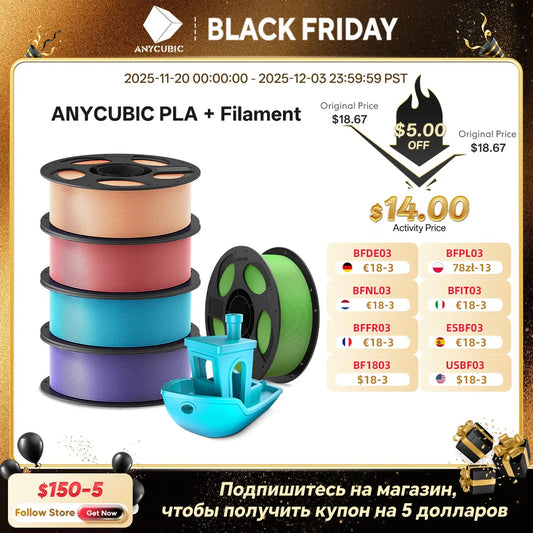 ANYCUBIC PLA+ 3D Printer Filament 1.75mm 1KG/Roll High Precision Pla Plus 3D Printing Material Plastic Rubber Consumables
