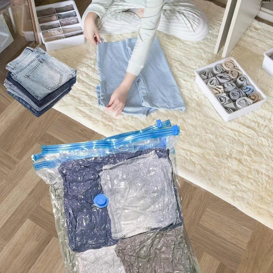 10 Pack Jumbo Vacuum Storage Bags with Hand Pump 80 Storage Space Saving Sturdy LeakFree Space Saver Vacuum Seal Bags for Cloth