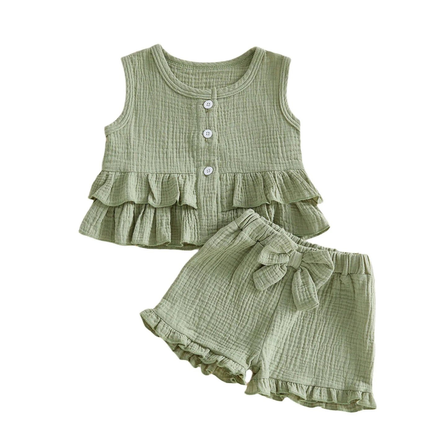 2Pcs Baby Boys Spring Clothes Short Sleeve Round Neck Solid Color T-Shirt and Elastic Waist Shorts Set for Toddler