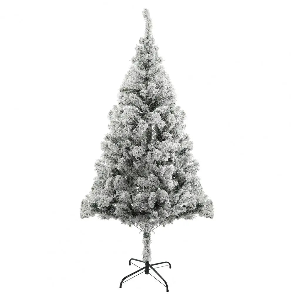 Artificial Christmas Tree 1.8m Snow Flocked Design Pine Tree Snow Christmas Holiday Pencil Tree Snow Xmas Trees with Metal Stand