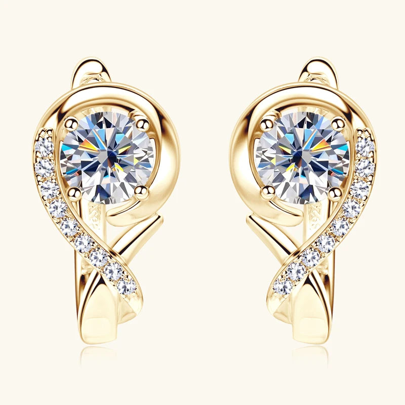OXTAO U Moissanite Hoop Earring with Certificate 5mm D Color Female Jewelry 925 Sterling Silver Wedding Party Huggie Earring