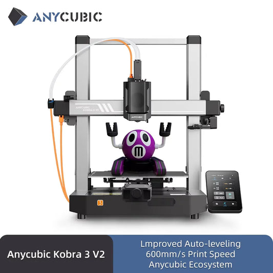 ANYCUBIC Kobra 3 V2 Combo 600mm/s Fast Printing 3D Printer 8 Colors ACE Pro Filament Auto Drying Anycubic APP Control 3D Printer