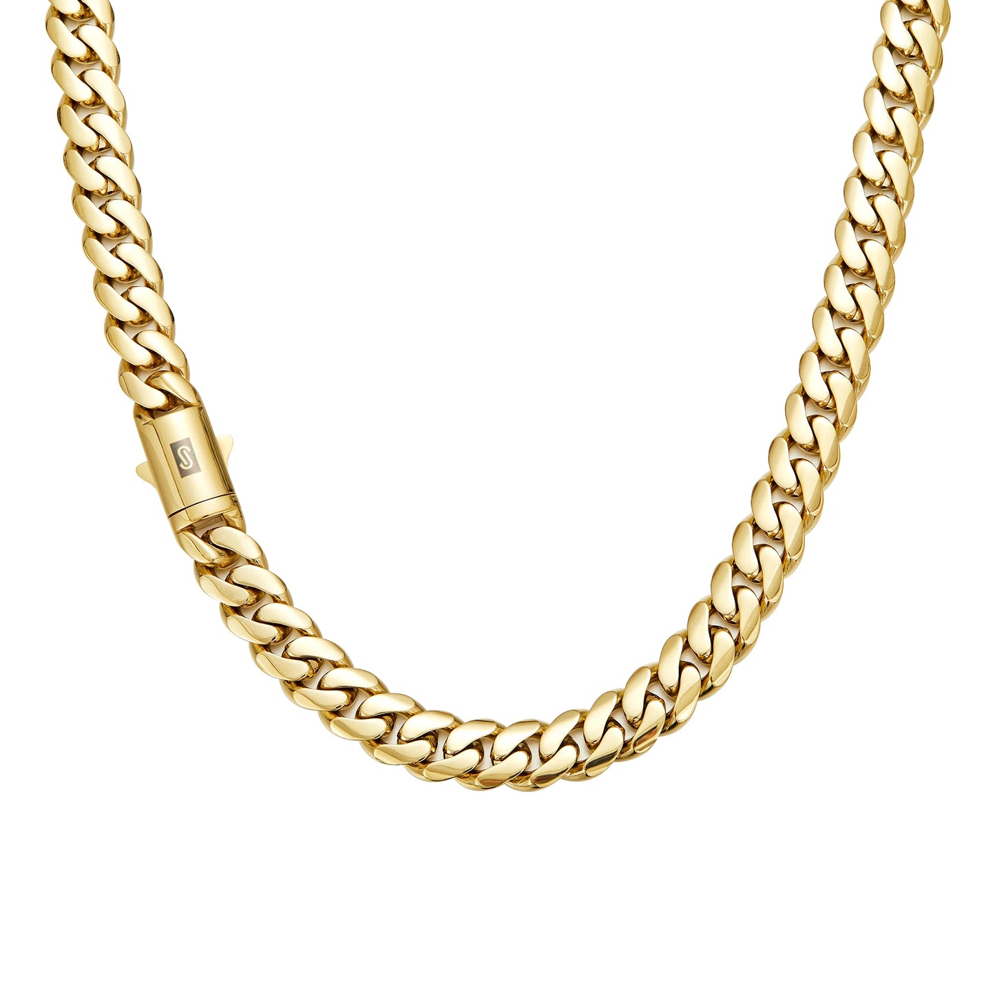 6-14mm wide Stainless Steel Cuban Miami Chains Necklaces  unisex Necklace Chain 316L 14K gold-plated Hip Hop Bracelet Gold Color