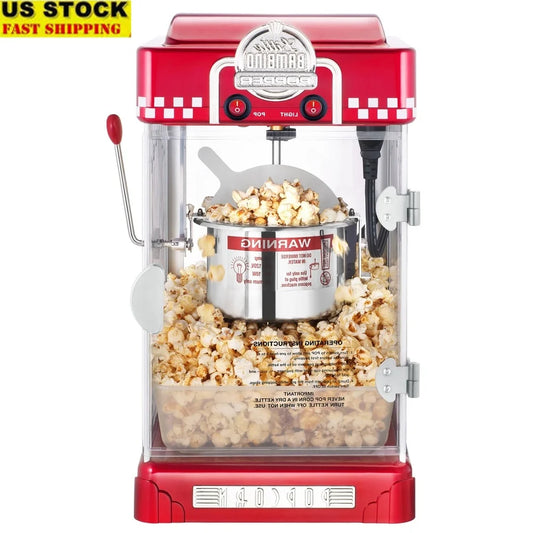 Little Bambino Table Top Retro Popcorn Popper with Removable Tray 2.5oz Popcorn Machine Perfect Home Theater Party Snack Machine