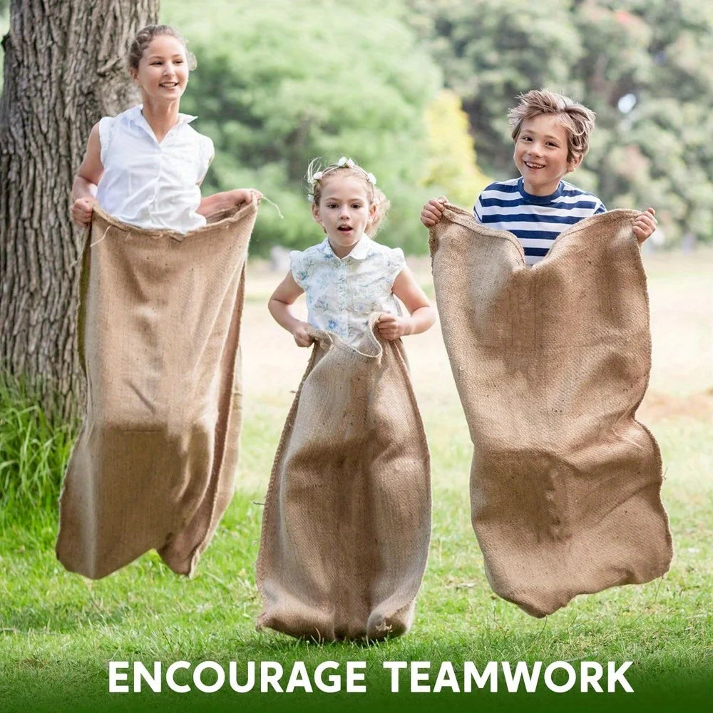 6 Pack Large Burlap Potato Sack Race Bags 39" x 25" Potato Sacks Racing Bags for Kids & Adults Family Reunion